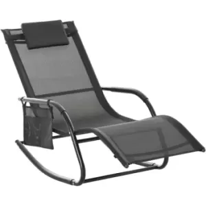 Breathable Mesh Rocking Chair Outdoor Recliner w/ Headrest Black - Outsunny