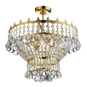 Versailles 5 Light Crystal Chandelier Gold Finish, E14