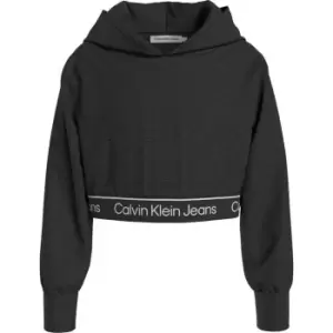 Calvin Klein Jeans Punto Logo Tape Cropped Hoodie - Black