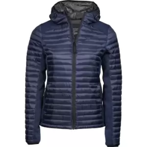 Tee Jays Womens/Ladies Crossover Hooded Padded Outdoor Jacket (XL) (Navy/Navy Melange)