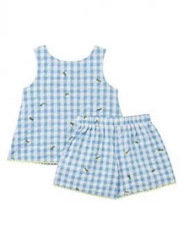 Joules Toddler Girls Carmel Check Co-Ord Set - Blue