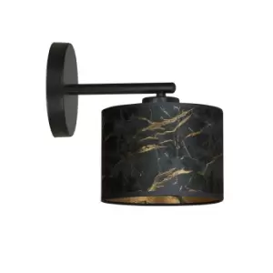 Emibig Broddi Black Wall Lamp with Shade with Black Fabric Shades, 1x E27