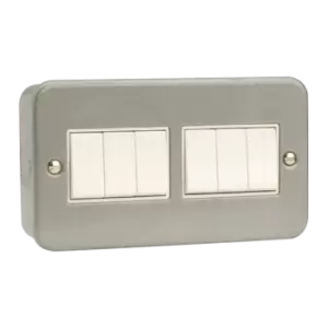 Click Scolmore Essentials Metal Clad 6 Gang 2 Way 10A Plate Switch - CL105