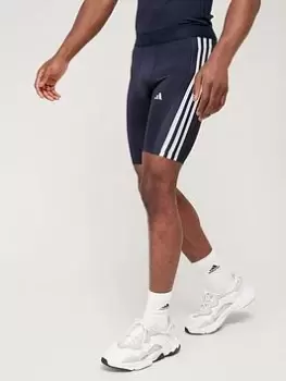 adidas Train TechFit 3 Stripe Shorts - Navy, Size L, Men