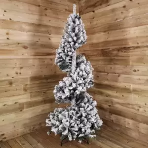 7ft (2.1m) Spiral Snow Flocked Christmas Tree