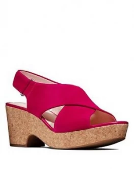 Clarks Maritsa Lara Leather Wedge Sandal - Fuchsia