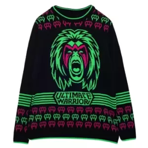 WWE Womens/Ladies Ultimate Warrior Knitted Jumper (XL) (Black/Green/Pink)