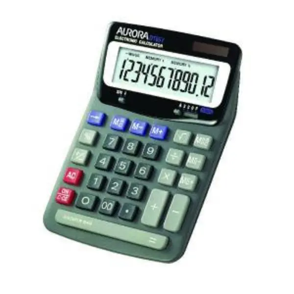 Aurora GreyBlack 12-Digit Desk Calculator Dual power solar powered AO21056