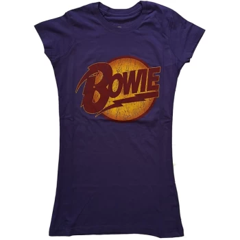 David Bowie - Vintage Diamond Dogs Logo Womens X-Small T-Shirt - Purple