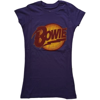 David Bowie - Vintage Diamond Dogs Logo Womens Small T-Shirt - Purple