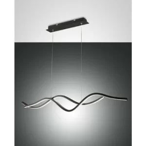 Fabas Luce Sinuo LED Integrated Pendant Ceiling Light Light Black Glass