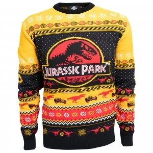 Jurassic Park Christmas Knitted Jumper - Yellow - XXL