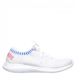 Skechers Ultra Flex Trainers Ladies - White/Blue