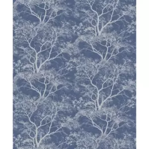 Holden Decor Whispering Trees Dark Blue Wallpaper