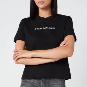 Calvin Klein Jeans Womens Shrunken Institutional T-Shirt - CK Black - XS