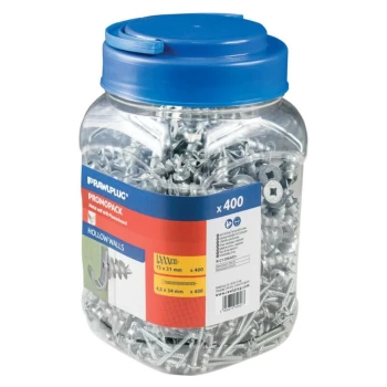 Metal Self Drill Fixings, Jar of 400 Plugs and 400 Screws - Rawl