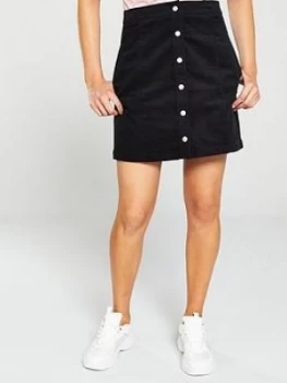 Calvin Klein Jeans Mini Corduroy Button Down Skirt - Black