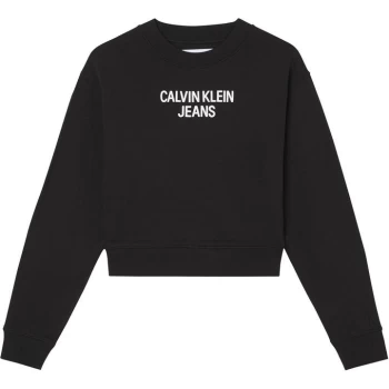 Calvin Klein Jeans Easy Institutional Crew Neck Sweatshirt - CK BLACK BEH