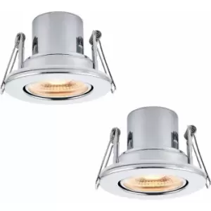 Loops - 2 pack Recessed Tiltable Ceiling Downlight - 8.5W Warm White LED Chrome Plate