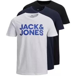 Jack & Jones Mens Jjecorp Logo O-Neck Cotton 3 Pack T Shirt S - Chest Size 37' (96cm)