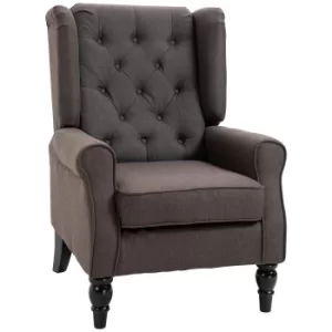 HOMCOM Wood Fabric Accent Armchair Home Furniture Retro Tufted Club 108H x 76W x 86Dcm Brown