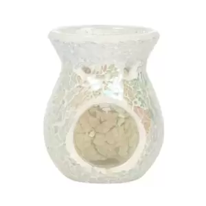 Small White Iridescent Crackle Oil Burner