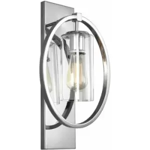 Loops - Wall Light Door Knocker Hoop with Clear Glass Shade Polished Chrome LED E27 60W