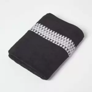 HOMESCAPES Geometric 100% Cotton Bath Towel, Black - Black