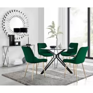 Furniture Box Cascina Dining Table and 4 Green Pesaro Gold Leg Chairs