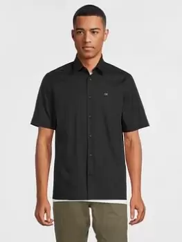 Calvin Klein Stretch Poplin Short Sleeve Regular Shirt - Black, Size L, Men