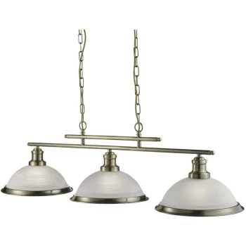 Searchlight Lighting - Searchlight Bistro - 3 Light Ceiling Pendant Bar Antique Brass, Acid Glass, E27