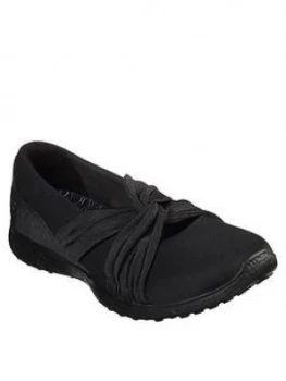 Skechers Microburst Knot Concerned Wedge Shoes - Black, Size 5, Women