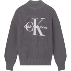 Calvin Klein Jeans Large Mono Crew Jumper - Grey