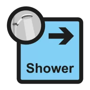 Shower Arrow Right Sign, Self Adhesive Foamex (305mm x 310mm)