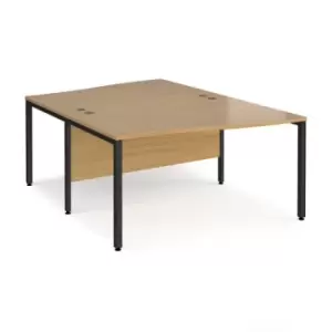 Office Desk 2 Person Wave Desk 1400mm Oak Tops With Black Frames Maestro 25