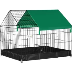 Rabbit Cage Guinea Pig Small Animal Playpen Water Proof Roof 90x75x75cm - Pawhut