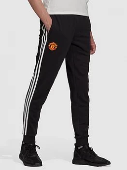 adidas Manchester United 3 Stripe Pants - Black, Size L, Men