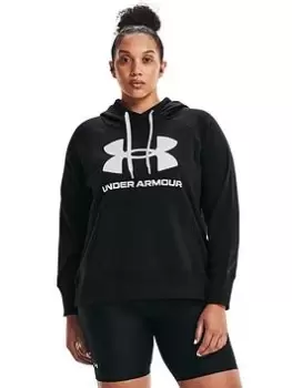 Under Armour Rival Fleece Logo Hoodie Curve, Black/White, Size 1X, Women