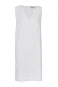 Great Plains Betsy Broidery V Neck Shift Dress Optic White