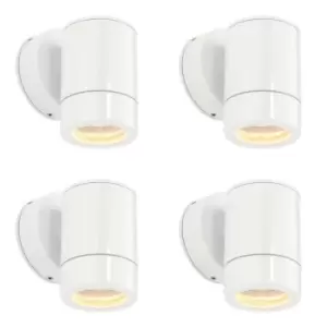 4 PACK Outdoor IP65 Wall Downlight - Dimmable 7W LED GU10 - Gloss White