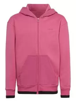 adidas Unisex Junior ALL SZN Fleece Full Zip Hoodie - Pink, Size 7-8 Years