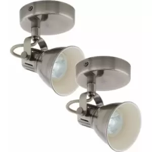 2 pack Wall 1 Spot Light Colour Nickel Antique Creme Shade GU10 3.3W Included