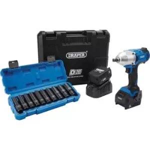 Draper PTKD20/OCT2 D20 20v Cordless 1/2" Drive Impact Wrench Kit 2 x 3ah Li-ion Charger Case