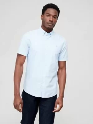 Farah Organic Cotton Short Sleeve Oxford Shirt, Sky Blue, Size L, Men