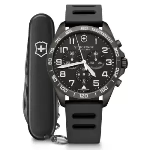 Victorinox Swiss Army Watch Fieldforce Sport Chrono Quartz Movement Black Dial Rubber Bracelet Watch 241926.1