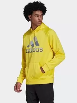adidas Aeroready Game And Go Big Logo Hoodie, Yellow, Size L, Men