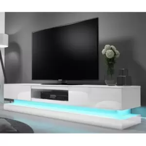 Large White Gloss TV Unit with LEDs - TVs up to 70 - Evoque