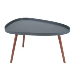 Grey MDF & Brown Pine Wood Teardrop Coffee Table