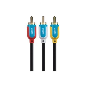 Maplin Premium Triple RCA Phono 2 Pole Cable - Black, 3m