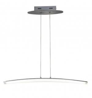 Ceiling Pendant 20W LED 70cm Bar 3000K, 1800lm, Satin Aluminium, Frosted Acrylic